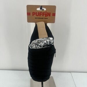 Puffin Beverage Bag Insulated Cooler Sleeve Black Tan Sleeping Bag Carabiner NEW